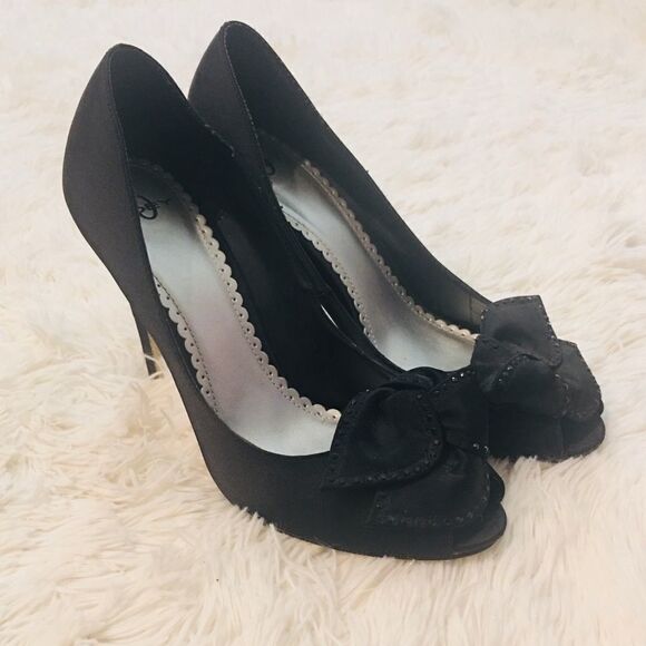 Joey Black Peep Toe Sparkle Heels - Picture 3 of 16